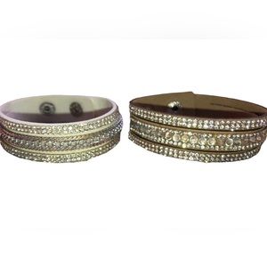 Tan and White crystal Bracelets